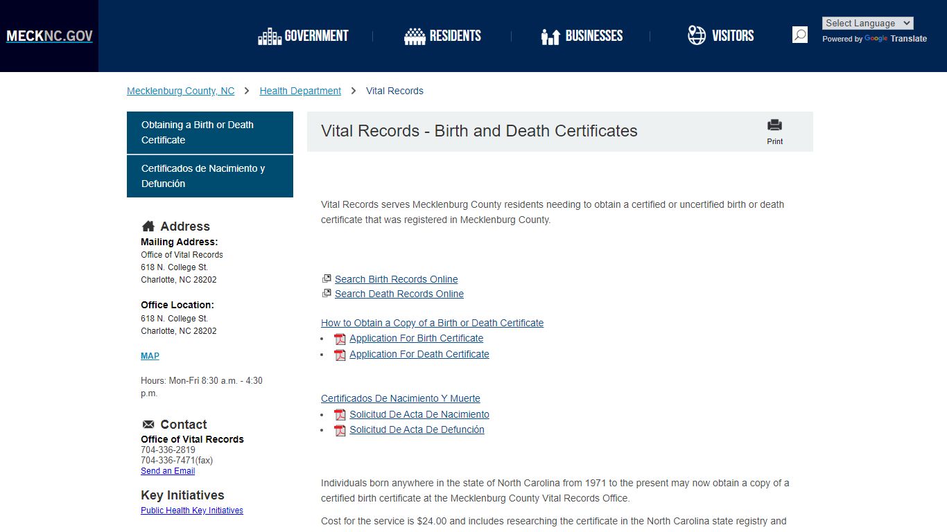 Vital Records - Birth and Death Certificates